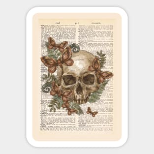 Vintage human anatomy- human skull with flowers Sticker